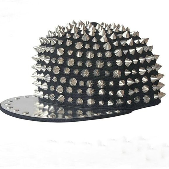 Studded Snapback Rivet Spike  Baseball Flat Bill Cap - Picture 1 of 8